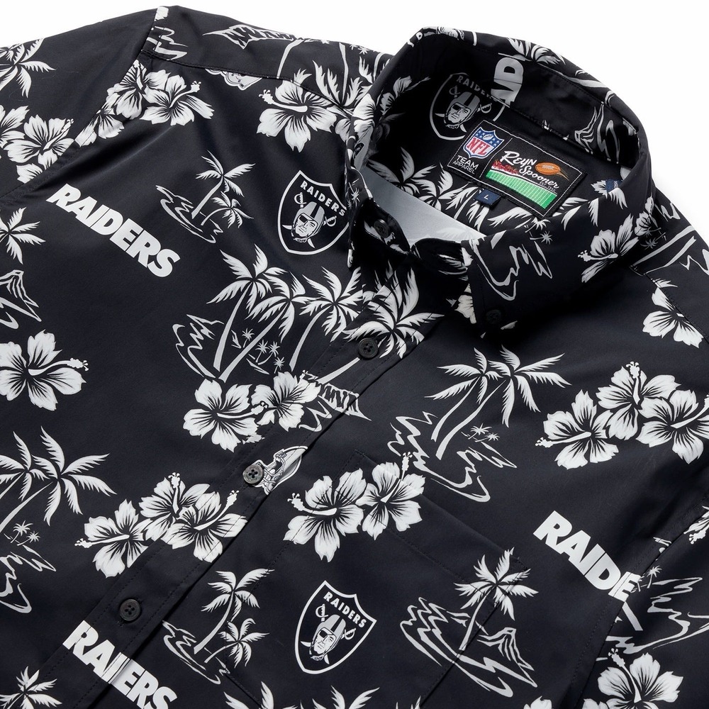 Oakland Las Vegas Raiders Reyn Spooner Men's Medium Hawaiian Button Shirt Black